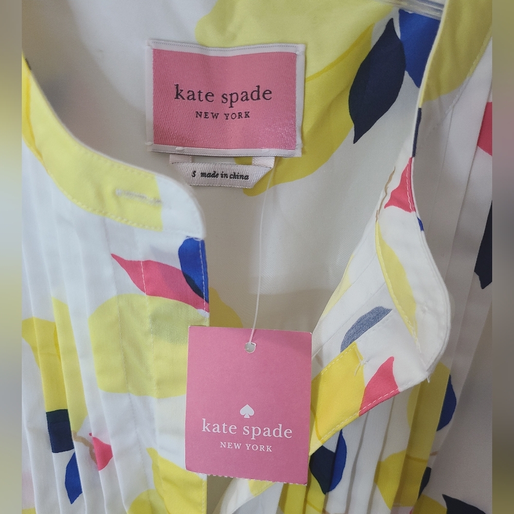 Kate Spade Lemon Zest Stretch Cotton Sleeveless Shirtdress Sz S NWT - Picture 6 of 16